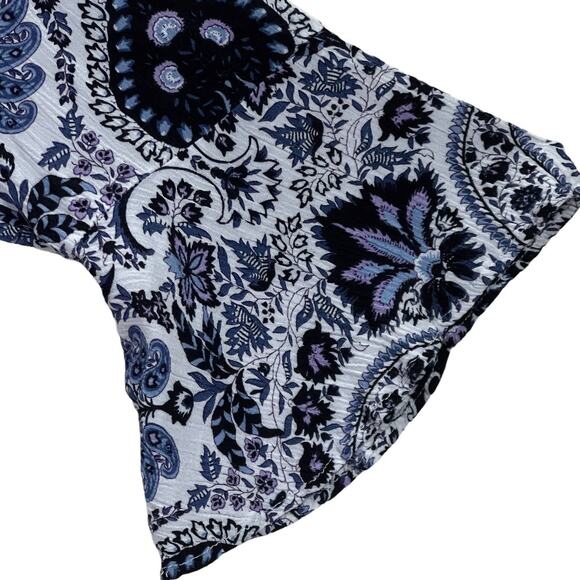 Pink Diamond 3/4 Ruffle Bell Sleeve Top Blouse Paisley Boho Mixed Print Large - Picture 5 of 12